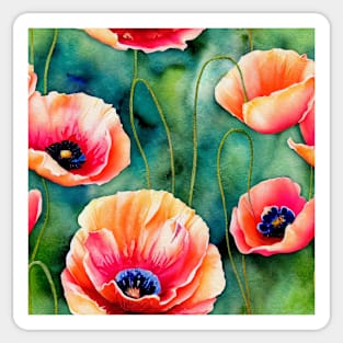 Watercolor poppy flower Sticker